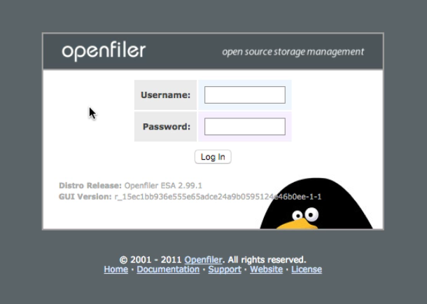 Openfiler_login